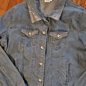 Stunning rhinestone embellished jean jacket